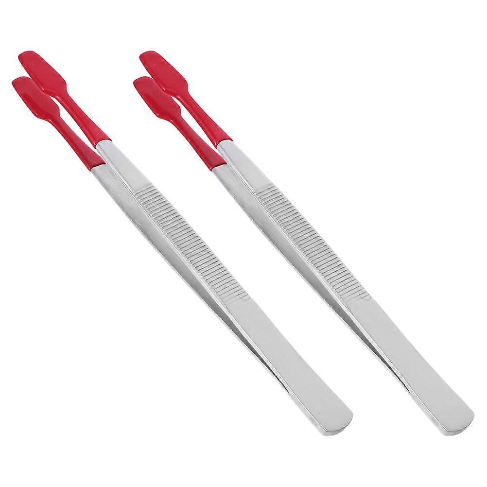 Stamp Tweezers Stainless Steel with Rubber Tips for Precise 2Pcs Use