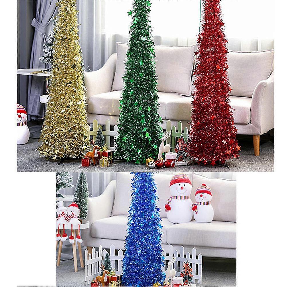 Telescopic Christmas Tree Plastic Decoration 120cm for Home Use Blue