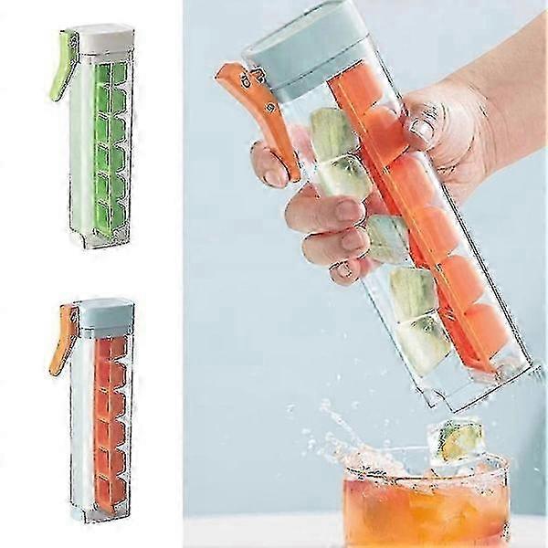 Ice Cube Tray Household Ice Maker Ice Cube Box Food Grade Pressed Ice Grid 2pcs Orange