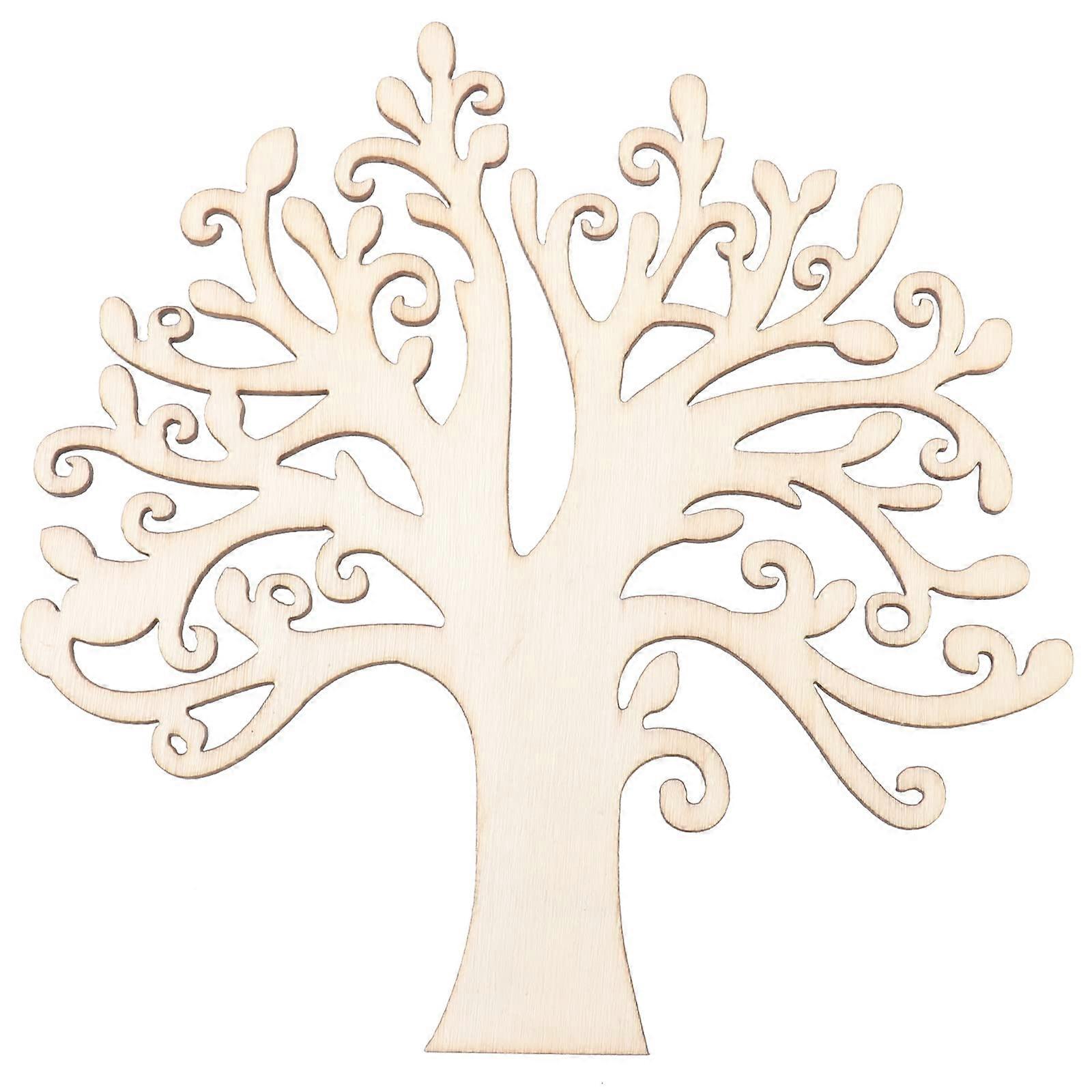 Wooden Family Tree Cutouts Set of 10 with Hollow Engraved Design for DIY Crafts and Scrapbooking