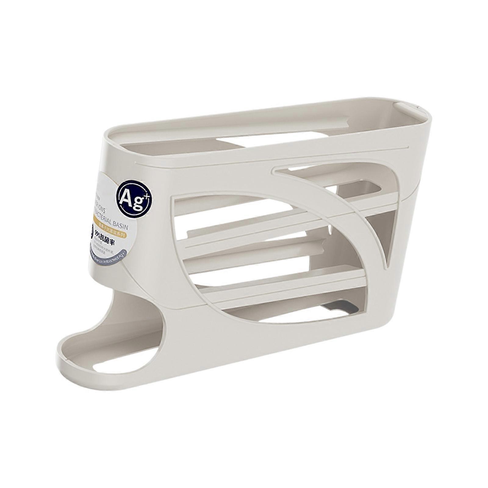 Fridge Eggs Holder Convenient Slide out Eggs Storage Container Eggs Dispenser with Rolling Function Kitchen Tool  White