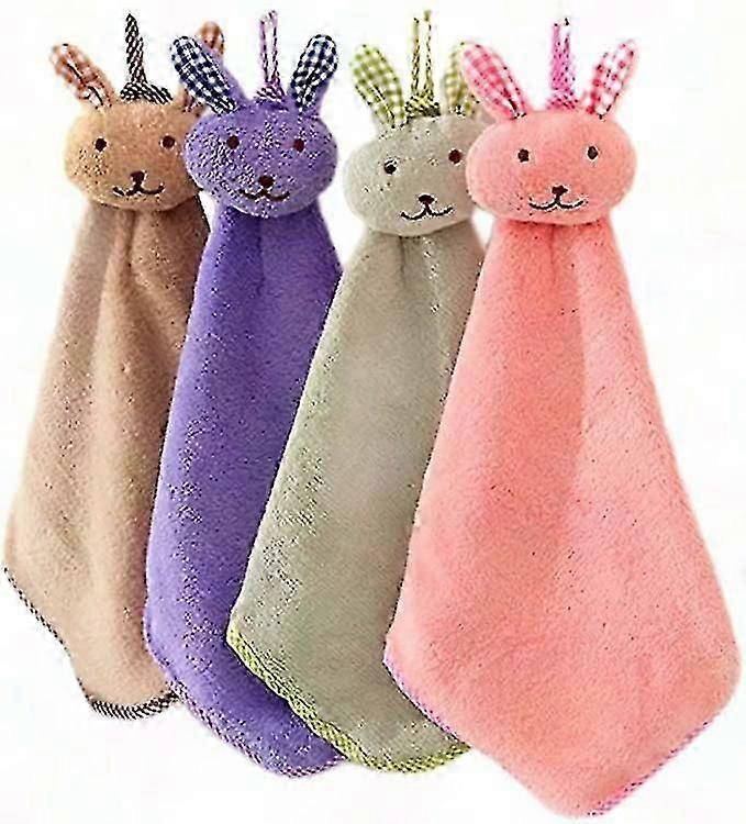 Small Kitchen Hand Towels with Loop, Super Absorbent Cute Rabbit Design Hanging Towel