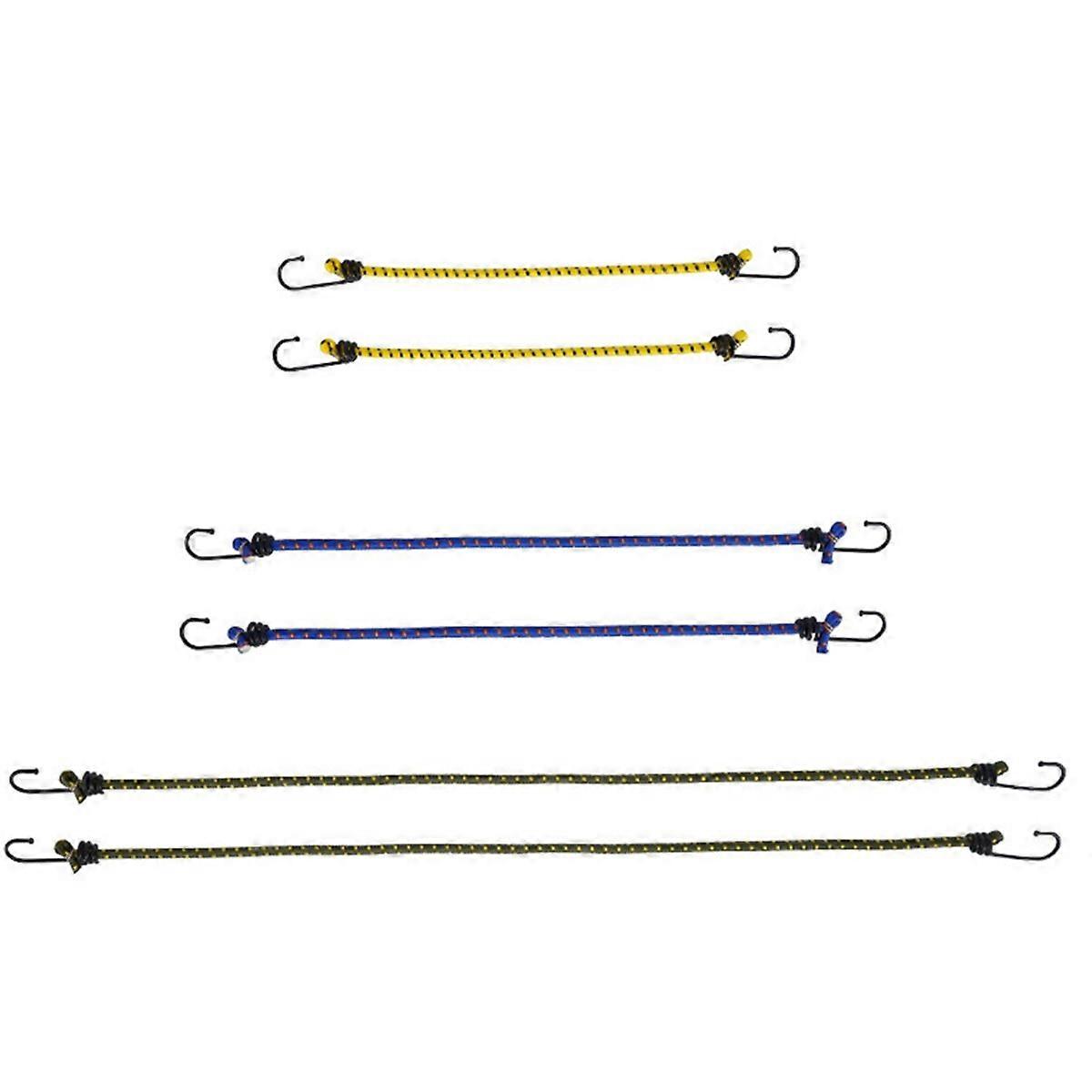 Heavy Duty Bungee Cords with Hooks - 6-Pack Elastic Straps for Securing Cargo, Tents, and Luggage