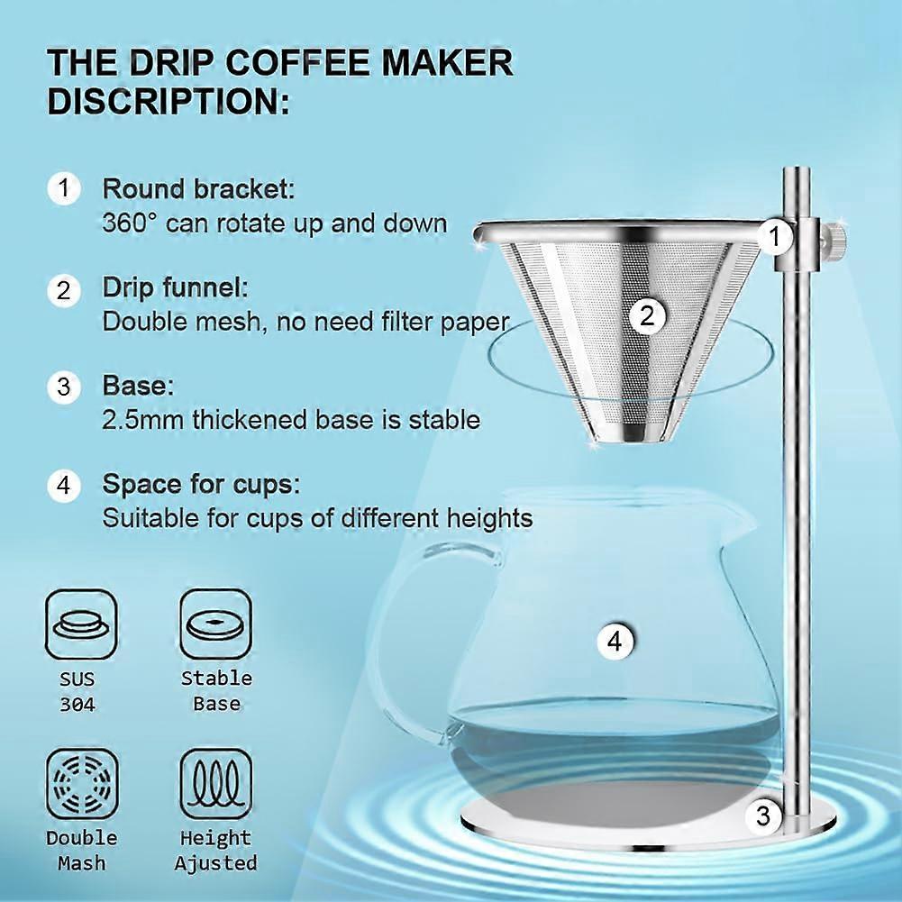 Pour over Stand, Dripper Coffee Stand, Coffee Filter Stand, Height Adjustable Brewing Coffee Holder