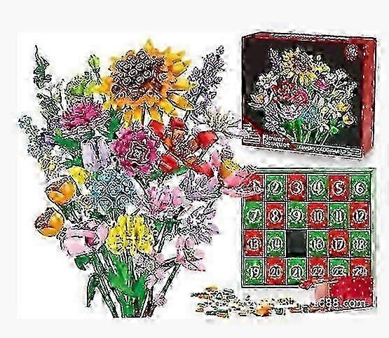 suitable for Flower Bouquet Blocks Christmas Advent Calendar, Xmas 24 Days Sunflower Bouquet Blind Box-jc