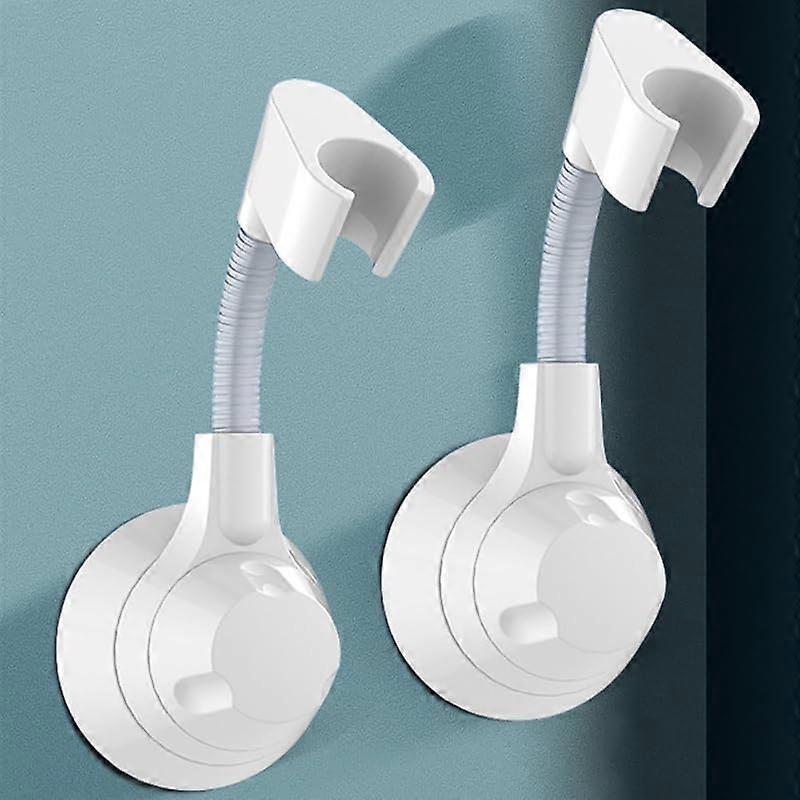 2PCS Adjustable Suction Cup Shower Head Holder Bracket, Tool Install, RustResistant White