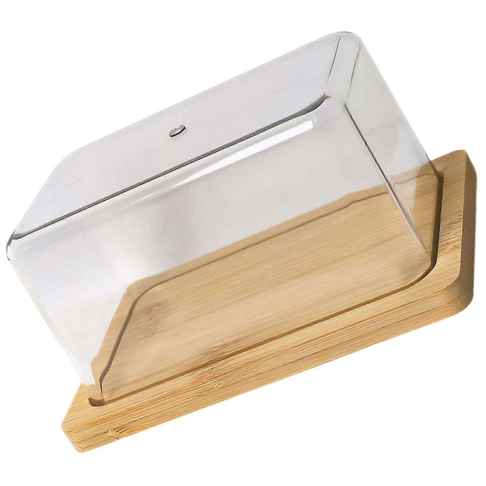Wooden Butter Dish with Clear Airtight Lid Keeps Butter Fresh for Countertop or Fridge Use 12.5x8.5x6.3 cm