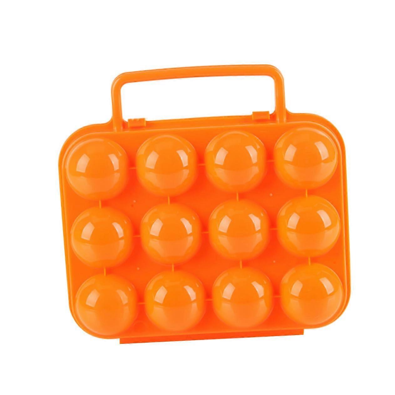 Plastic Egg Carrier Portable Orange Egg Holder Storage Box Folding Handle Camping Outdoor