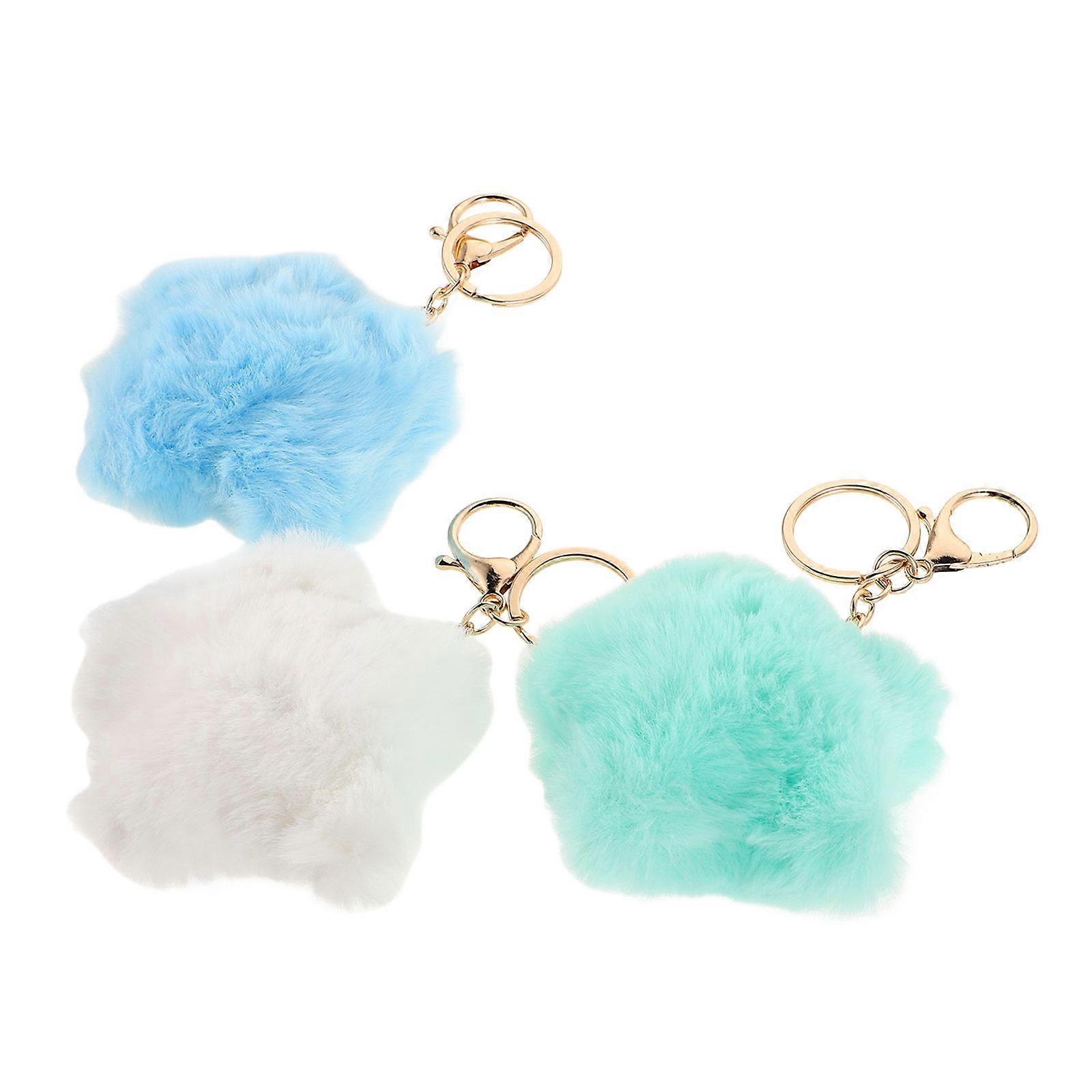Cute Star Keychain Fuzzy Key Ring For Daily Use Gifting Fashionable Kawaii Style 3Pcs