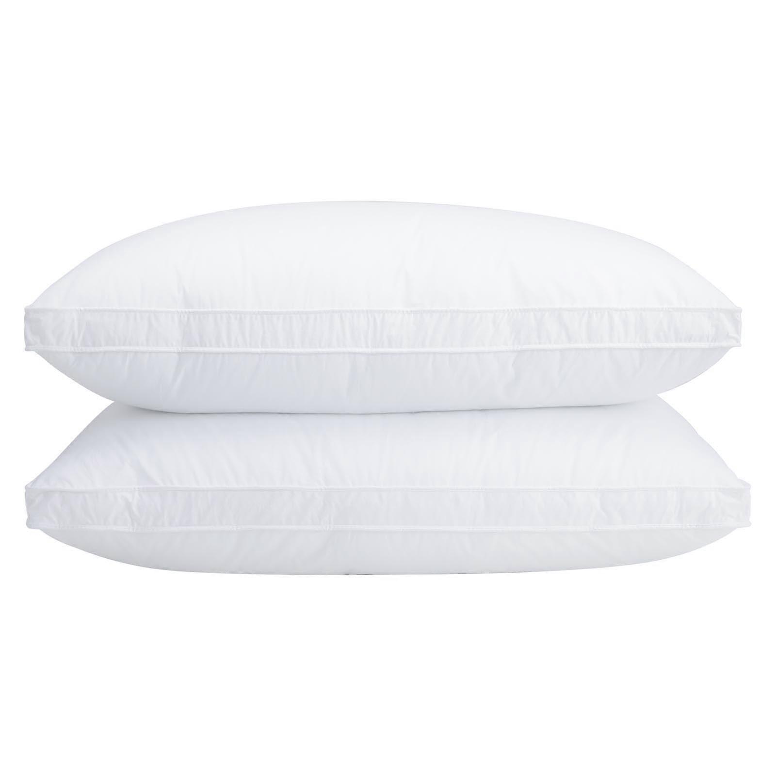 Goose Feather Bed Pillows Set of 2 Soft Support for Sleeping, Standard Size