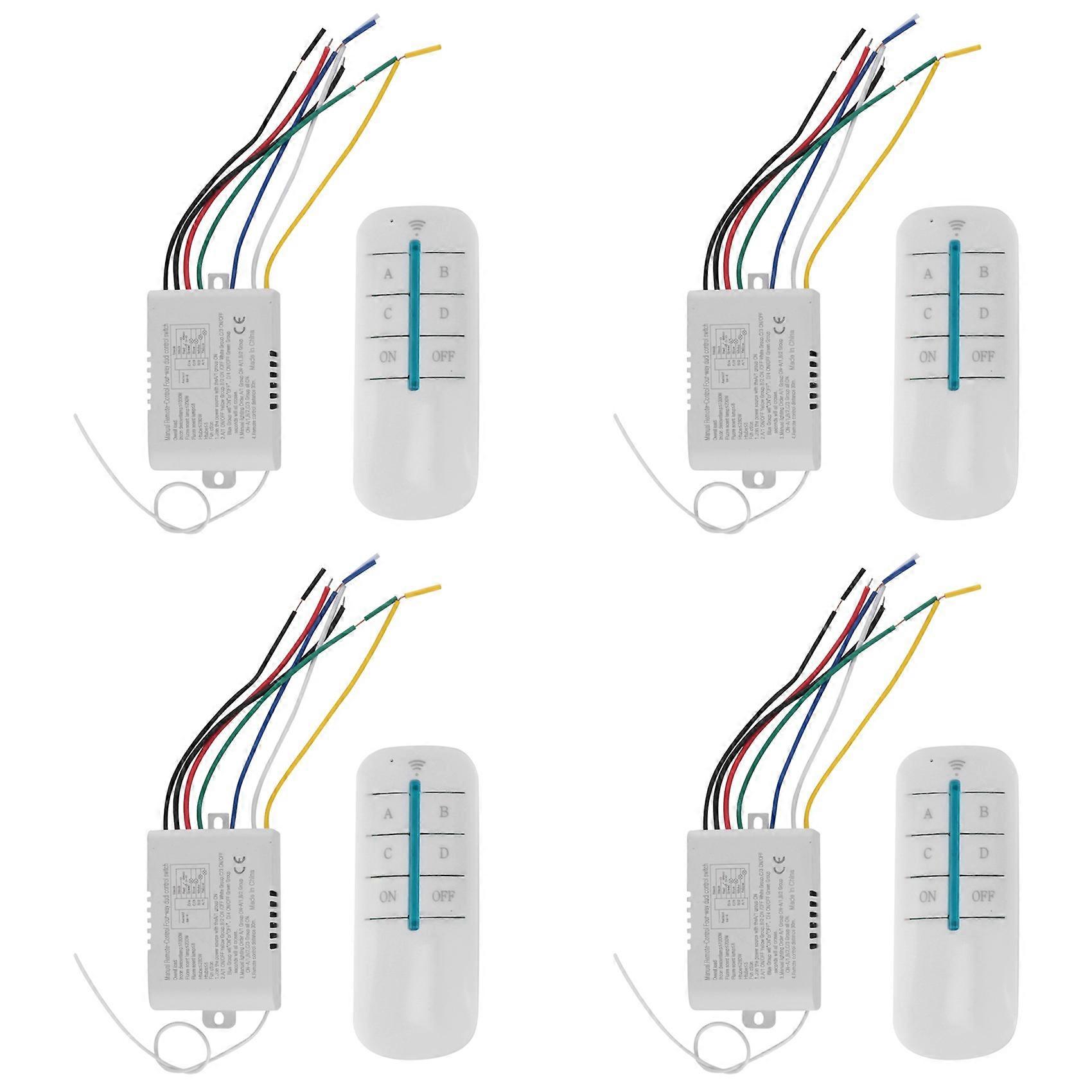 4X 4 Way Light Lamp Digital Wireless Remote Control Switch ON/OFF 220V