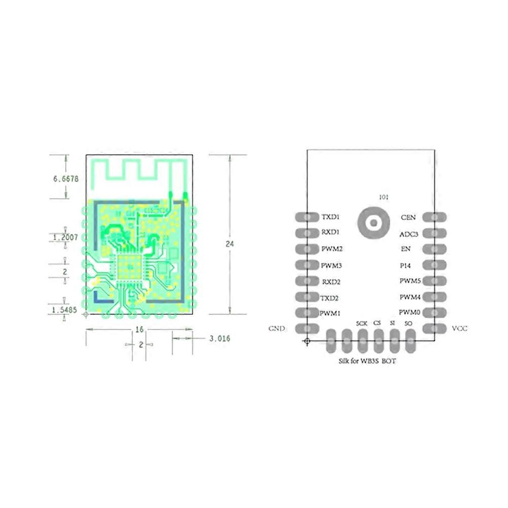 WBR3 Module Série Basse Consommation WiFi/Bluetooth 4.2 Module MCU Smart Socket Cloud Module 16x24mm