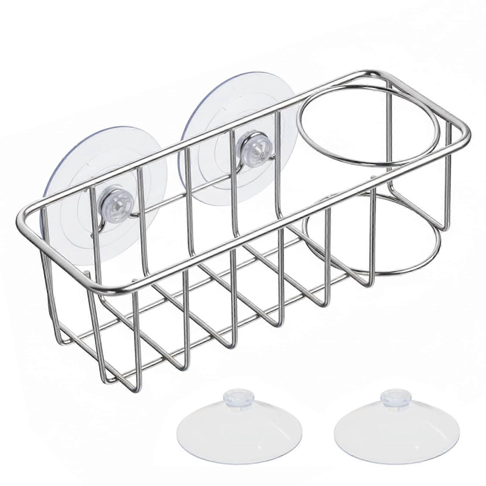 Sink Caddy Sponge Holder with BuiltIn Drainage, Removable Adhesive Kitchen Organizer