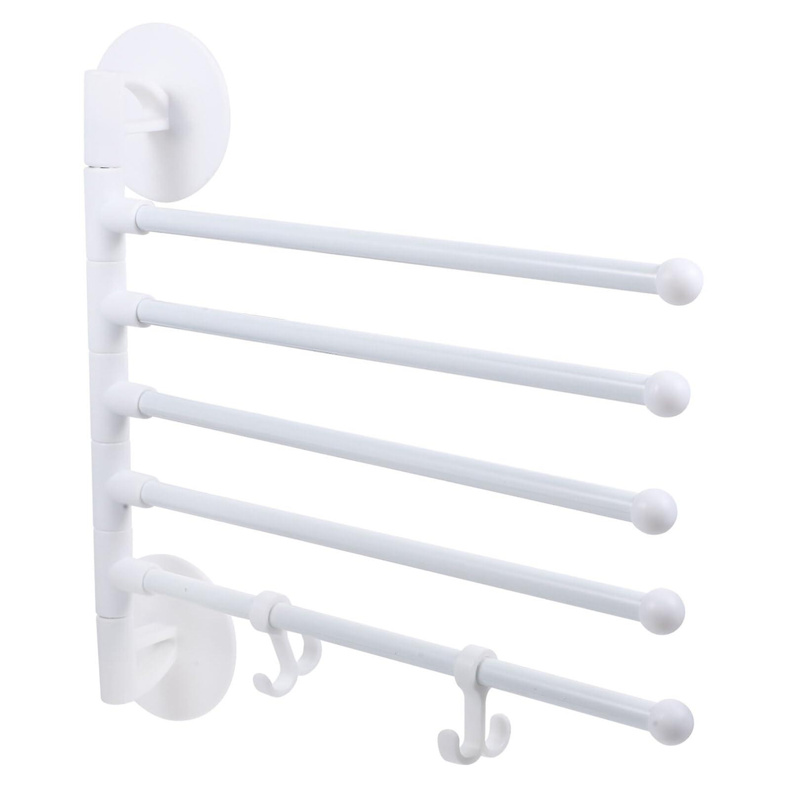 Rustproof Wall Mounted Towel Rack with Rotating Stainless Steel Bars for SpaceSaving Bathroom Storage
