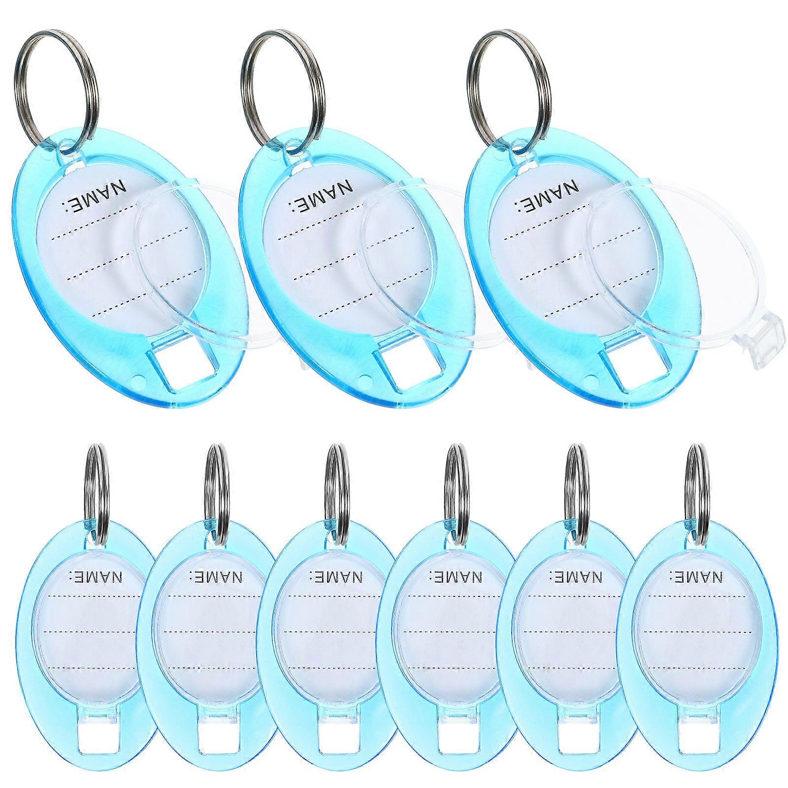 50pcs Oval Key Chain with Label Window Plastic Classifing Tag Identifying Tags