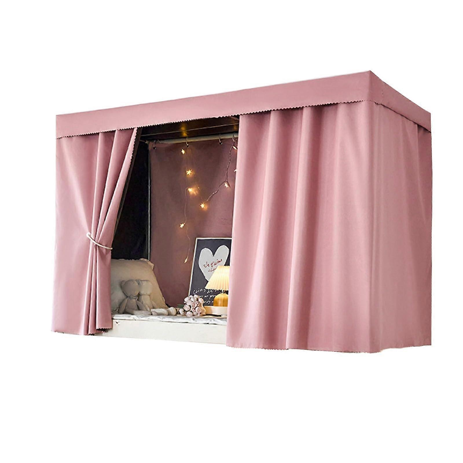 Bunk Bed Curtains Blackout Privacy for Dorm  Bunk, 1.5m Pink Set of 2, Full Coverage