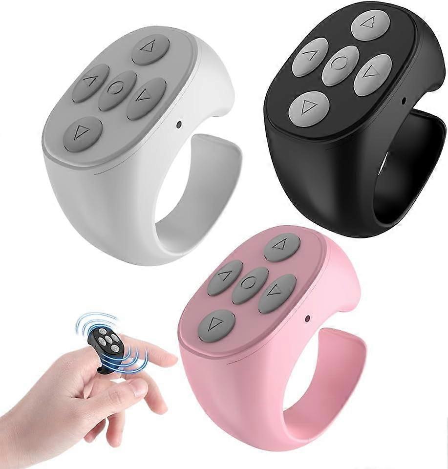 Fingertip Wireless Bluetooth Remote Control, 2025 Upgrade Phone Video and Music Camera Shutter Remote Controller Scrolling Ring