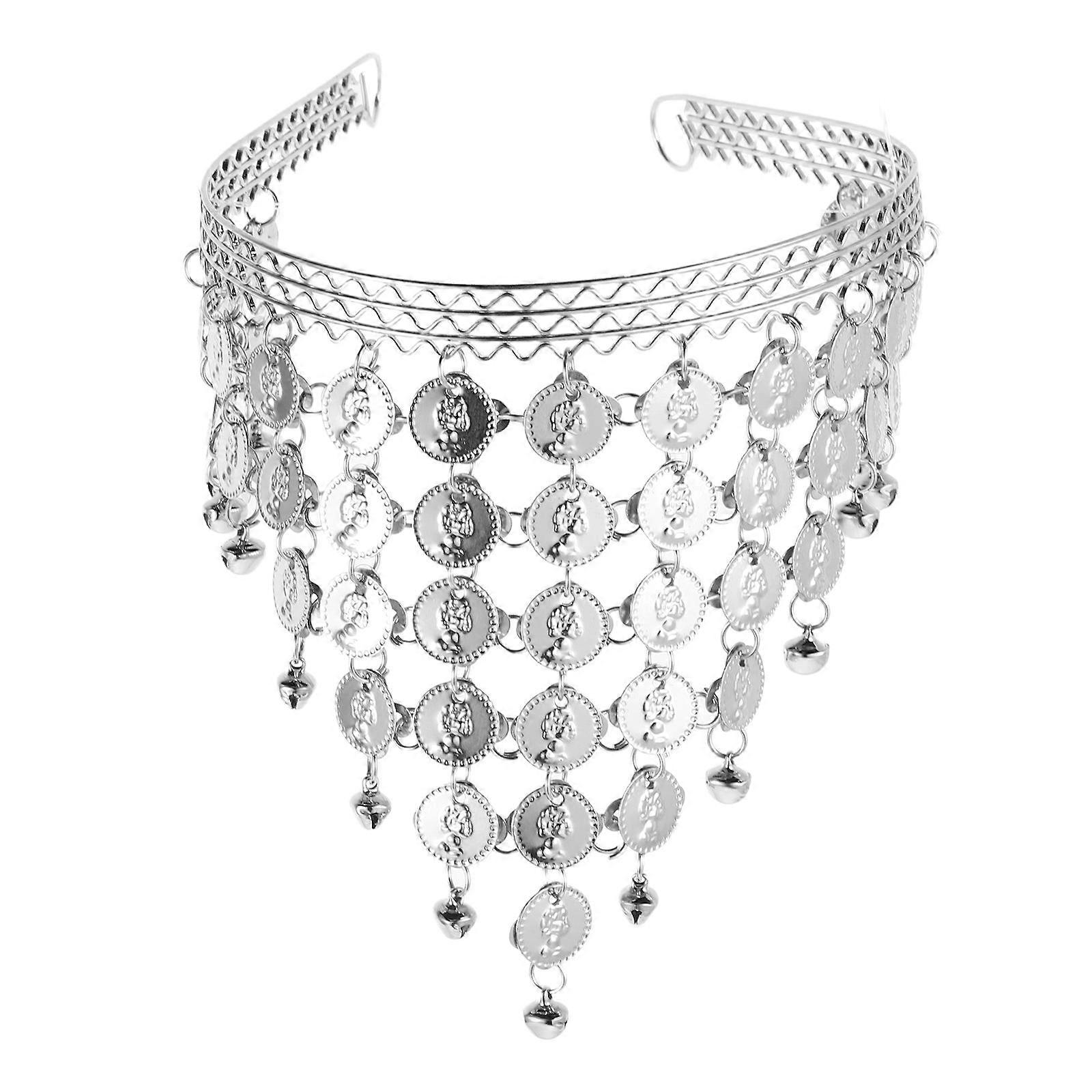 Silver Indian Dance Headpiece Belly Dancer Costume Head Chain for