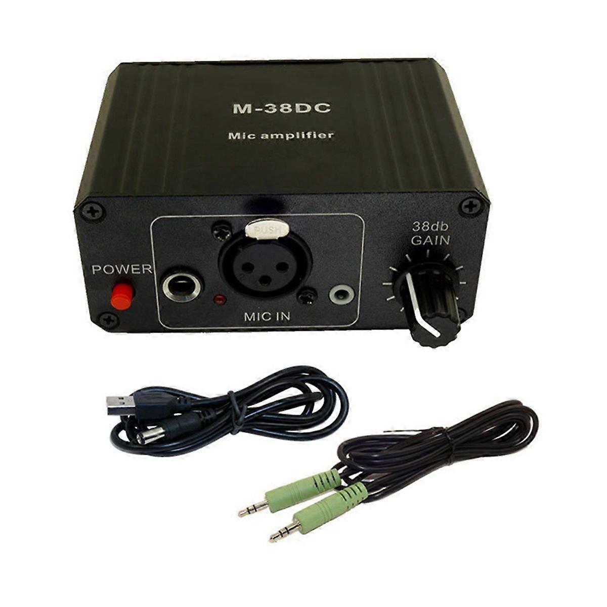 Protable Microphone Preamp 48V Phantom Power High Gain XLR Output Mic Preamplifier for Dynamic/Conde
