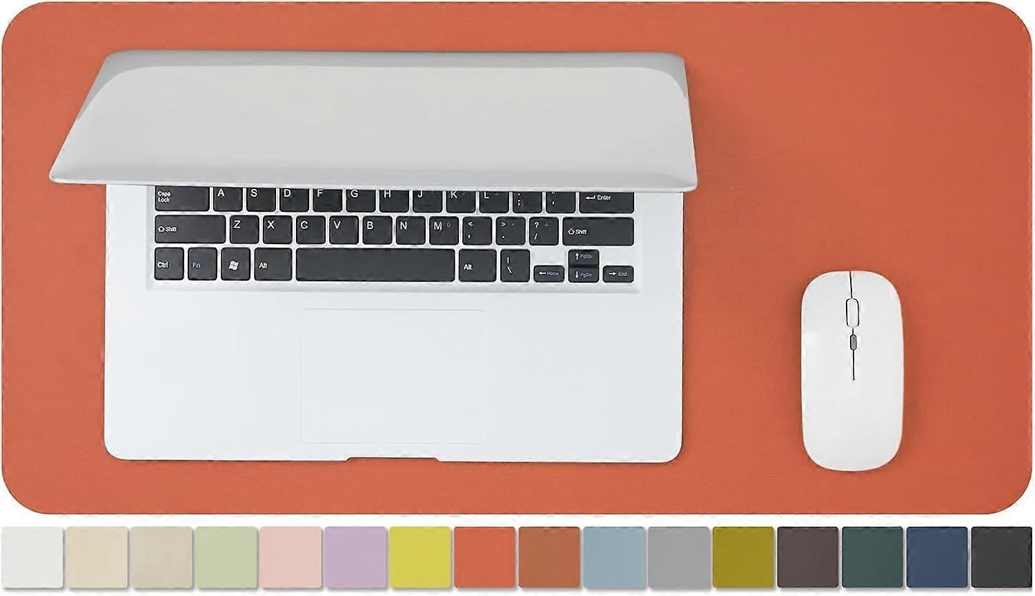 Compact Leather Desk Mouse Mat - 23.6" x 11.8" Non-slip PU Pad for Office & Home, Ideal for Small Desks