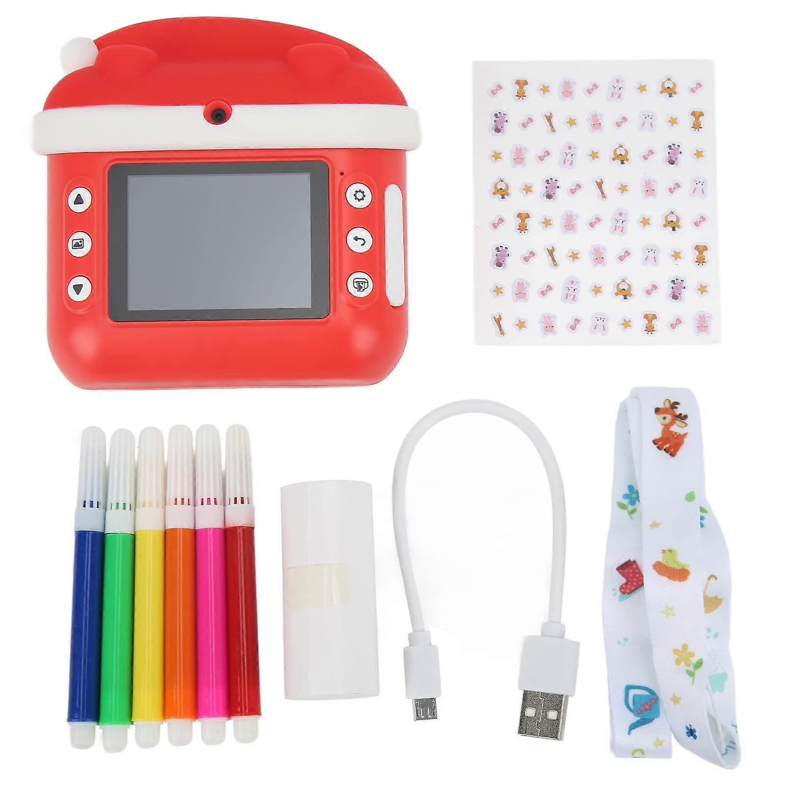 Kids Instant Print Camera with HD Screen, DIY Coloring, DropResistant Design for Birthday Parties
