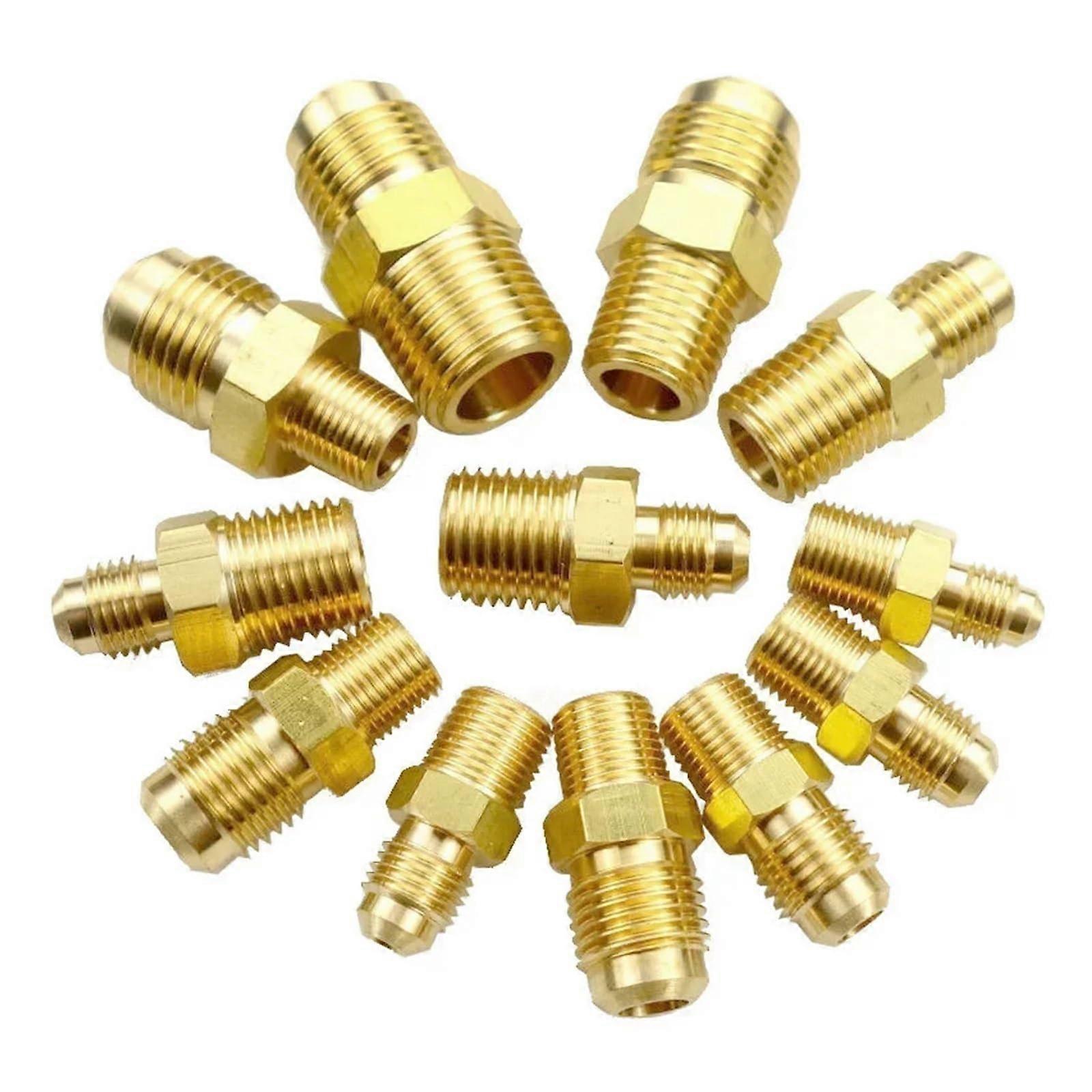 1/8" NPT Male to 3/8" SAE Brass Pipe Fitting for Tube Connection, Standard Flare Adapter, Durable Plumbing Component