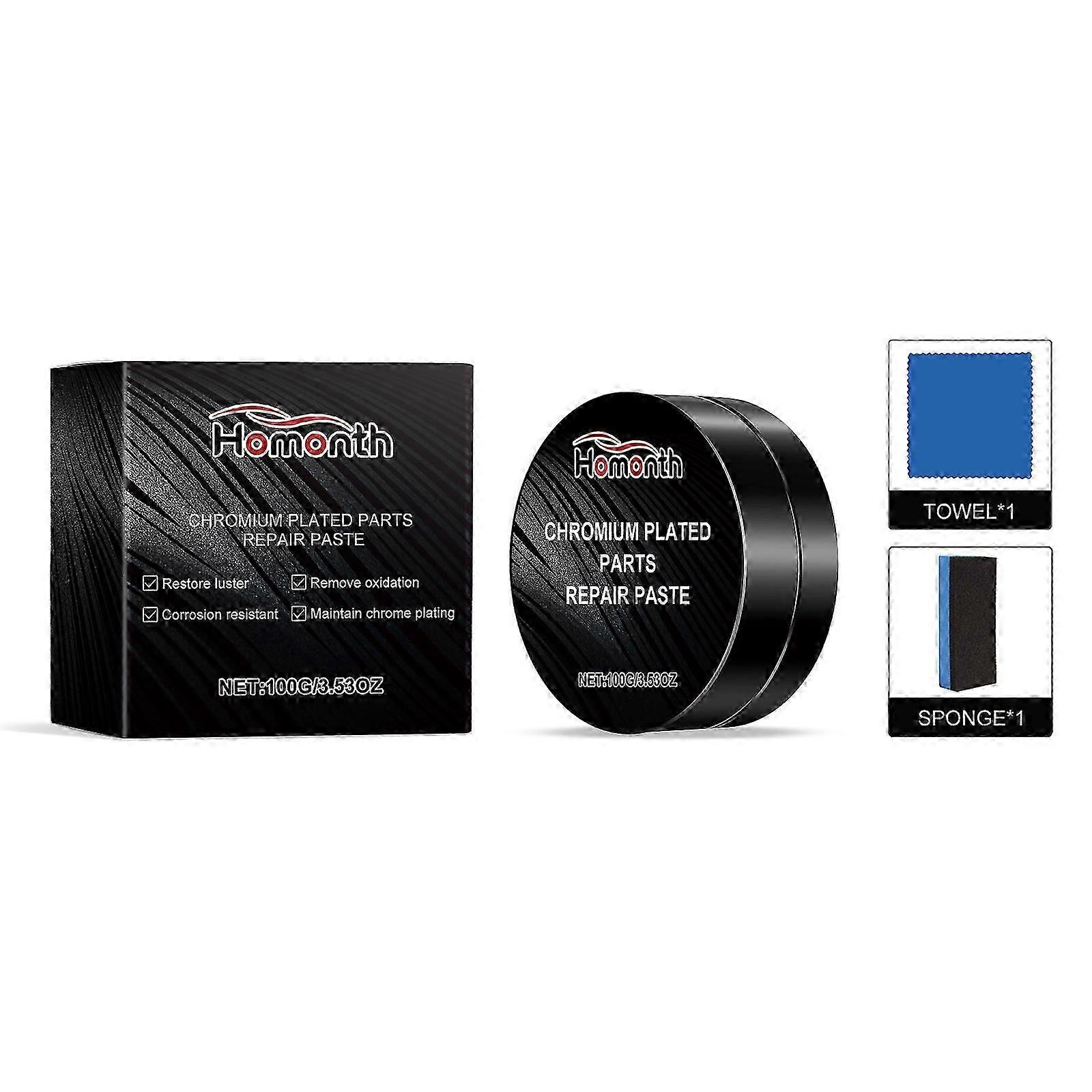 Restore Chrome Shine & Polish Metal Surfaces - Easy-to-Use Reconditioning Paste with Polymethyl Methacrylate & Mineral Oil for Automotive, Household &