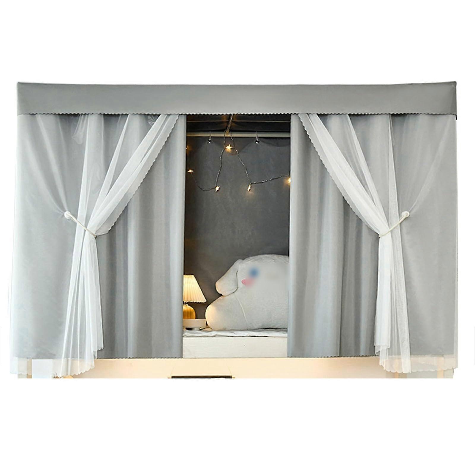 Bunk Bed Privacy Curtains Set Light Blocking Easy Install Durable for Dorm Room 1.2M Grey+Yarn