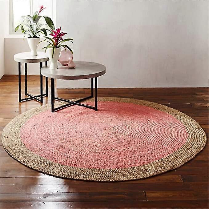 Pink Aesthetic Modern Living, Handwoven Boho Jute Floor Rug for Bedroom, Dinning Room, Kitchen, Hallway, Entryway, Living Room