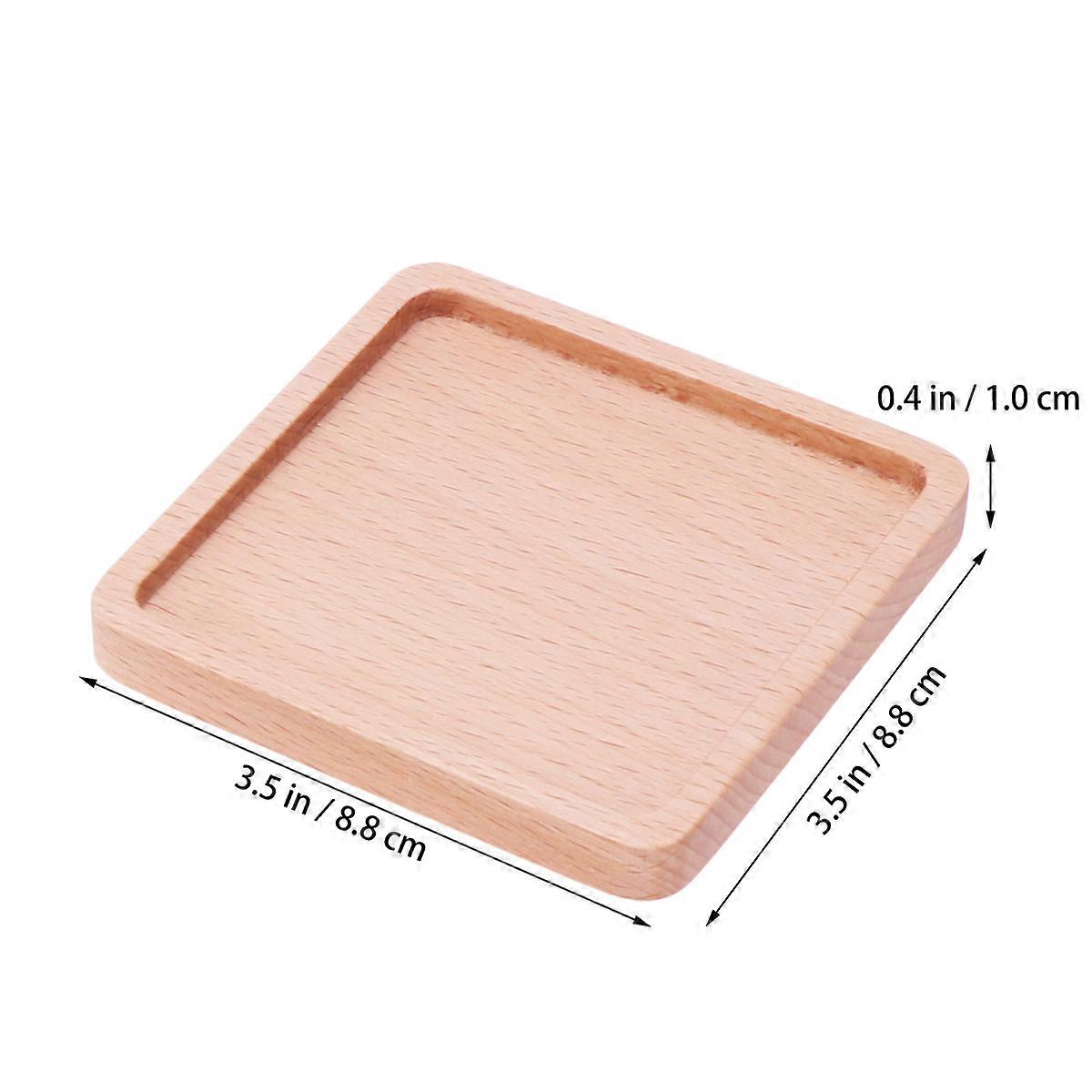 Cup Pad Odor Resistant Square Wood Coasters Home Kitchen Bar 4Pcs