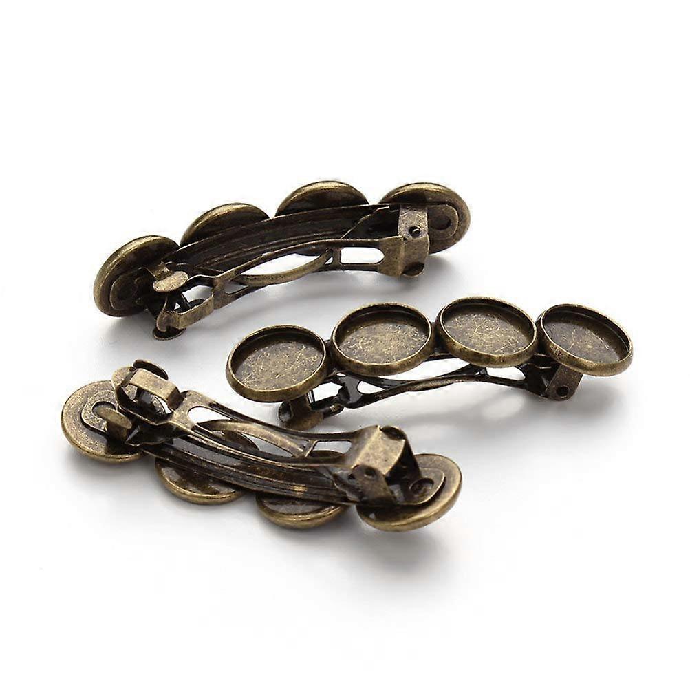 5 Pcs Blank Copper Barrettes DIY Hair Clips with  Cabochon Setting for Craft Projects