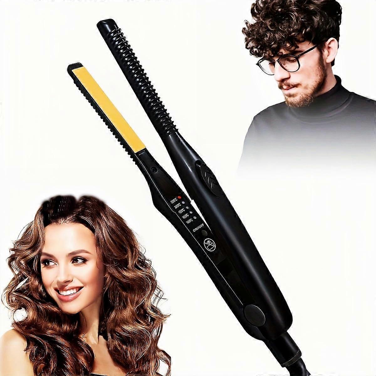 Mini Hair Straightener with Precise Thin Plate for Short Hair, Pixie Cut and Bangs, Fast Ceramic Heating