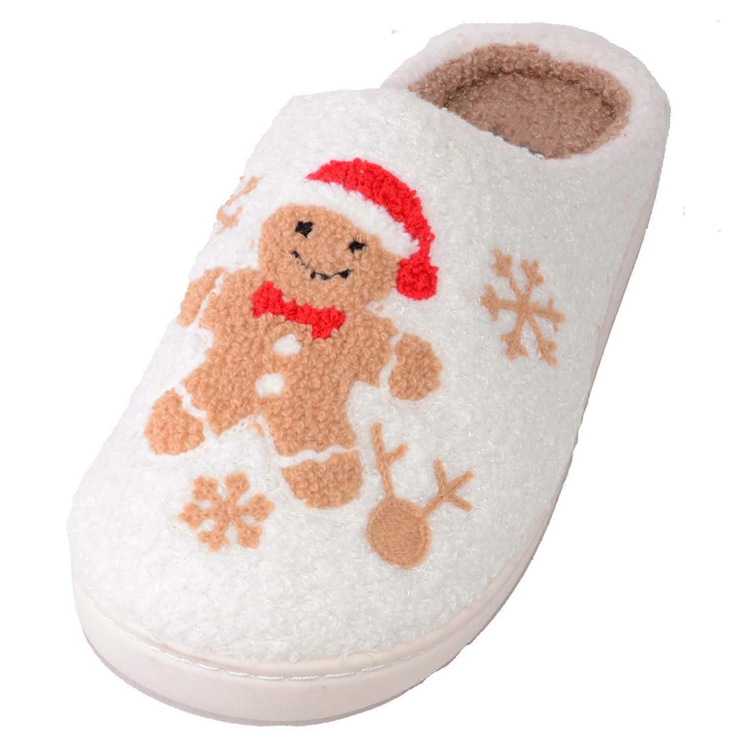 Absolute Footwear Easy Slip On Open Back Mule Slippers with Gingerbread Design