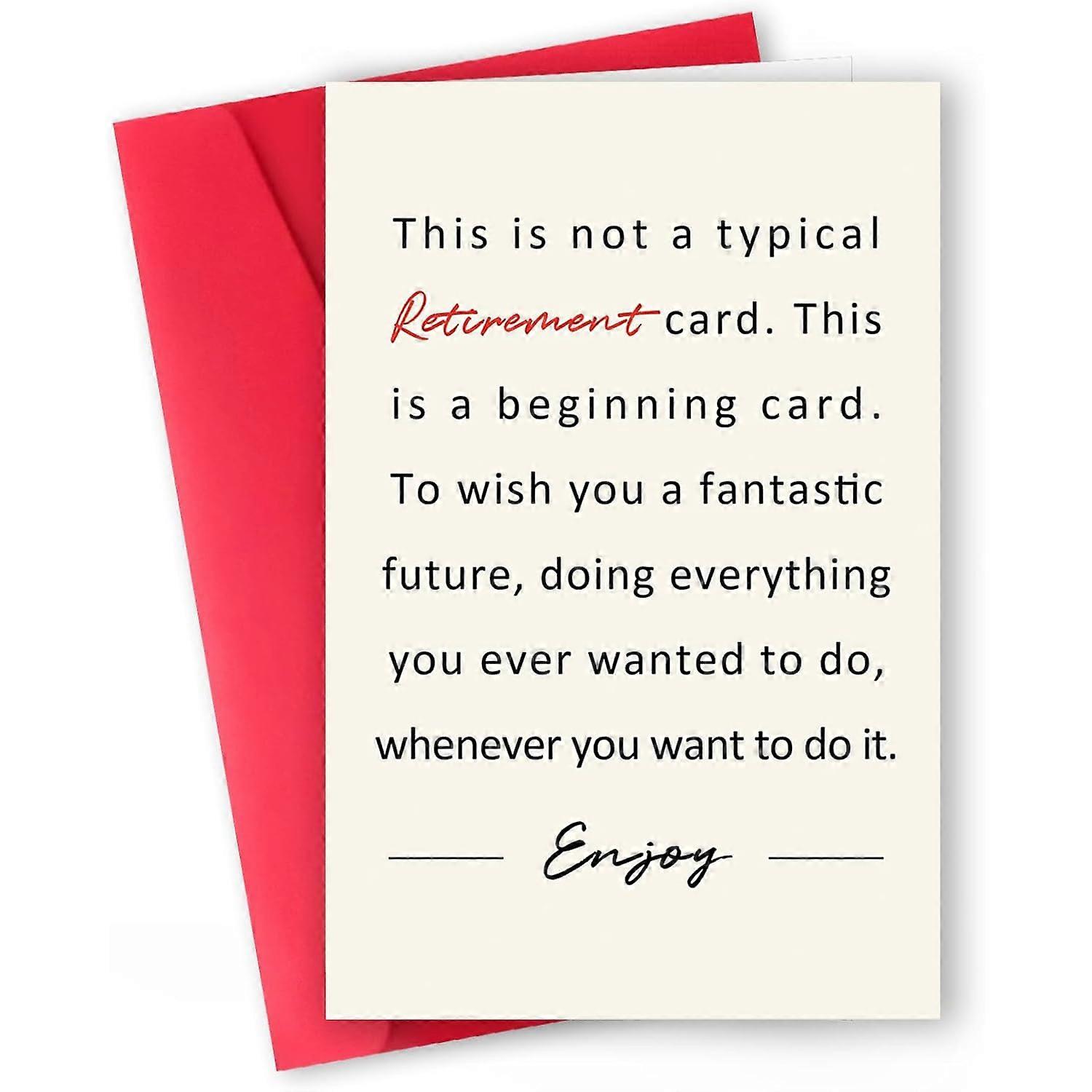 Funny Retirement Card for Coworker Unique Gift with Matching Red Envelope Blank Inside