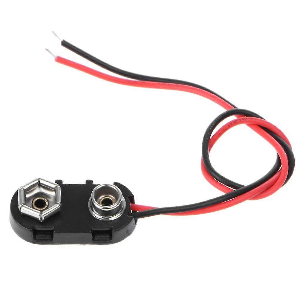 PP3 9V Battery Clip Connector with Tinned Wire Leads 150mm Black Red Durable Hard Shell