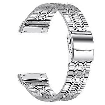 For Fitbit Versa 4/Sense 2 Replacement Smart Watch Strap 5 Beads Stainless Steel Wrist Band