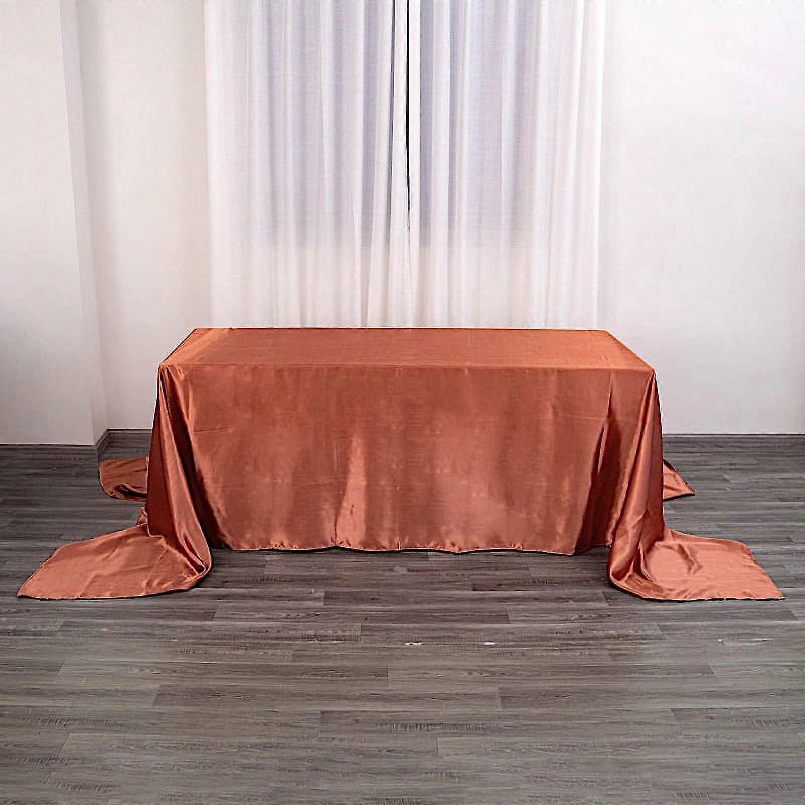 BalsaCircle 90" x 156" Satin Rectangular Tablecloth Terracotta