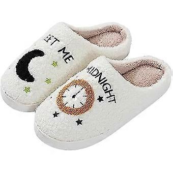 Pantoufles unisexes « Rendez-vous à minuit », douces, brodées, en peluche moelleuse et chaude, pour la maison, l'intérieur et l'extérieur, chaussures de couple
