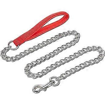 Massivt hundkoppel i metall 120 cm med vadderat handtag koppel klassiskt enkelt mjukt med handtag för vandring och hundpromenader