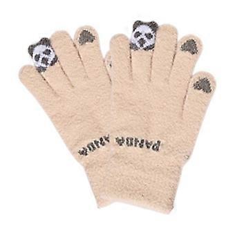 Plüschige, warme und kältebeständige Handschuhe für Damen, kuschelig weiche, dicke Fleecehandschuhe, gestrickte Handyhandschuhe zum Tippen, Fäustlinge, Geschenkidee zu Weihnachten (Beige)