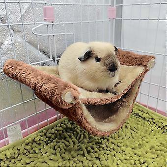 Double Layer Small Pet Cage for Guinea Pigs, Ferrets, Hamsters – Relaxable, Cozy, Easy Install, Machine Washable, 7.9x3.9in (Brown)