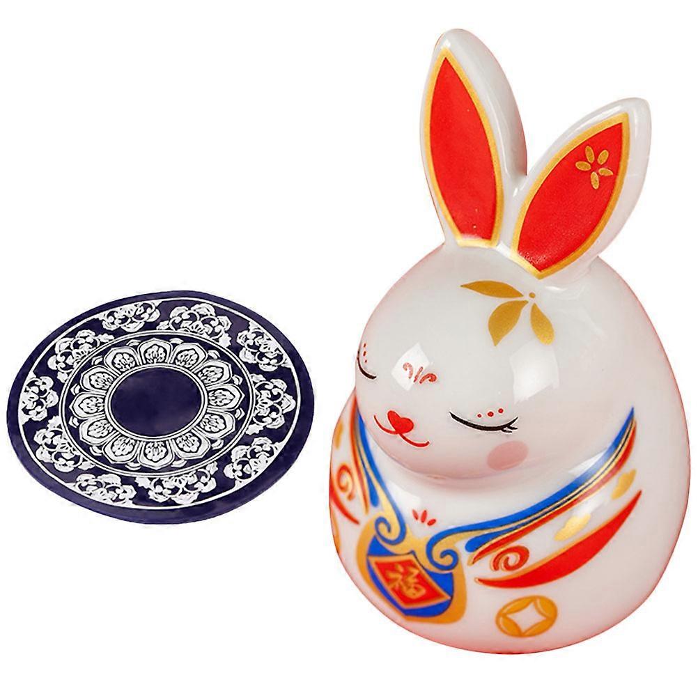 Ceramic Rabbit Statue for Decor 4Pcs White Rabbit Figurine Set