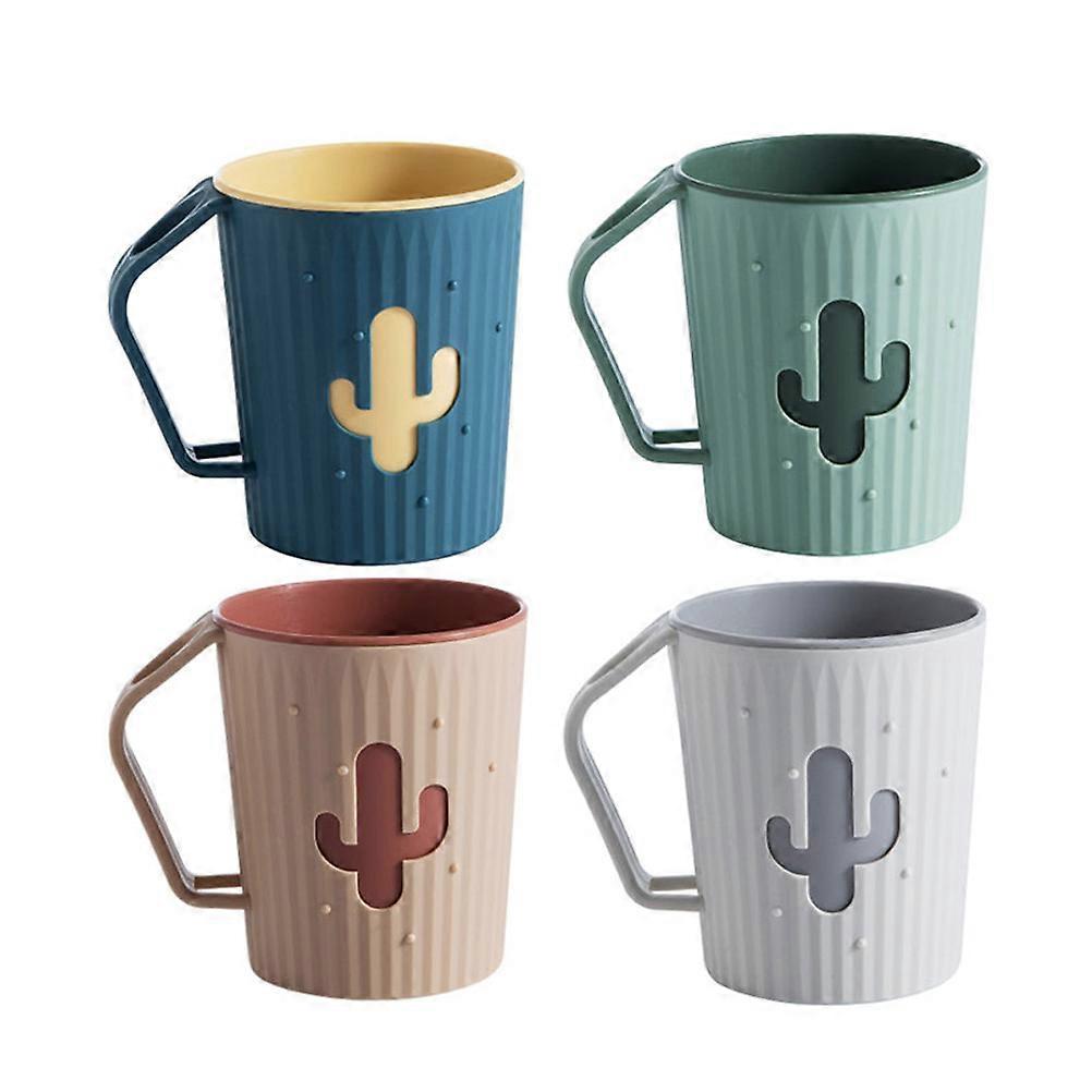 Plastic Toothpaste Cup Adorable Wash Mugs for Bathroom Use 4Pcs Pack