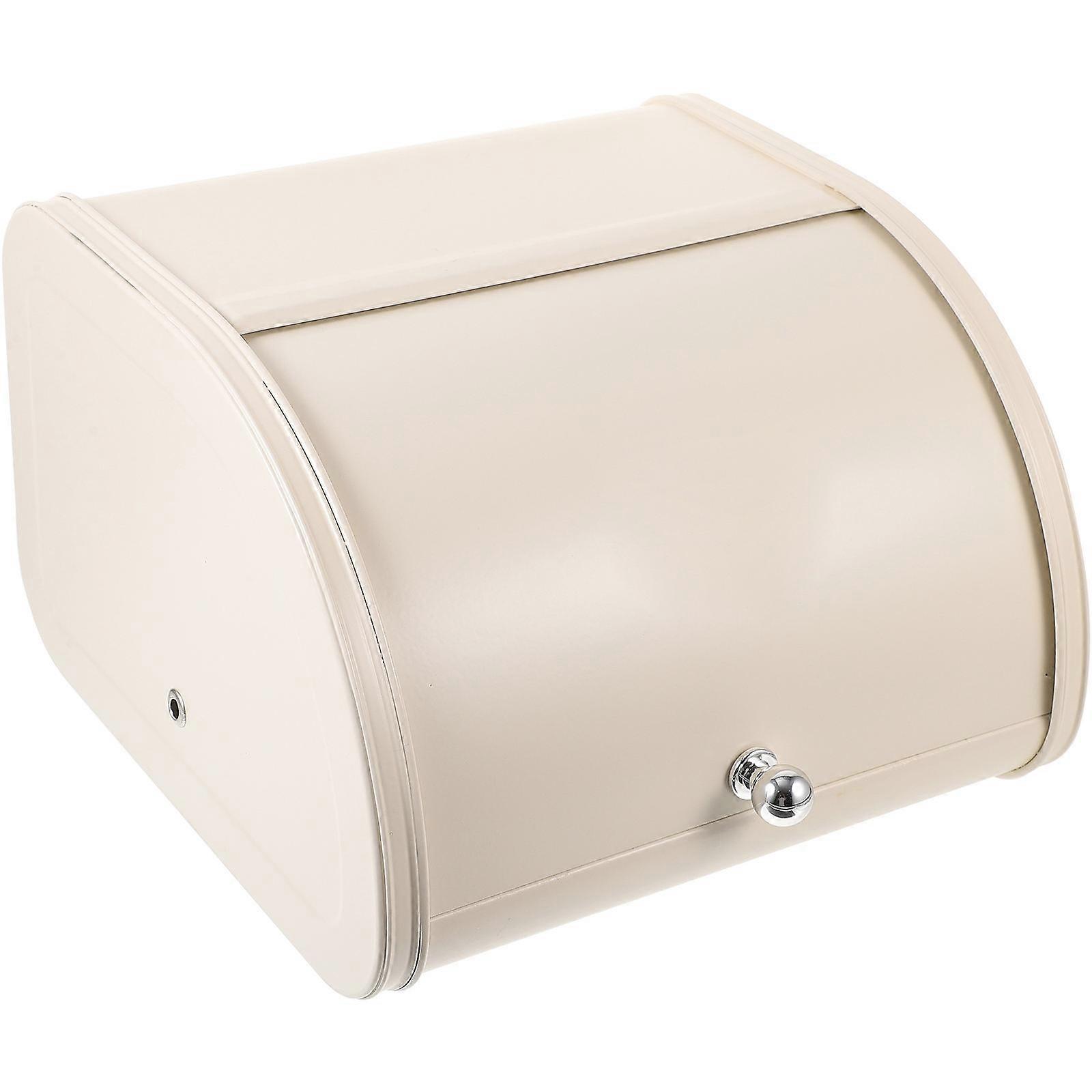 Bread Box Metal Bread Bin for Kitchen Countertop White Storage Container