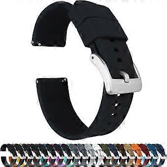 Elite Silicone Watch Bands - Quick Release - Choose Strap Color & Buckle Color (Stainless Steel, Black PVD or Gunmetal Grey) - 18mm, 20mm, 22mm & 24m