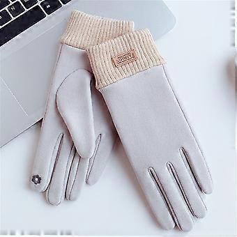 Handschutz-Winterhandschuhe für Damen und Herren, verbesserter Touchscreen-Schutz, rutschfeste, elastische Bündchen, wärmendes, weiches Strickfutter, Schwarz/Grau