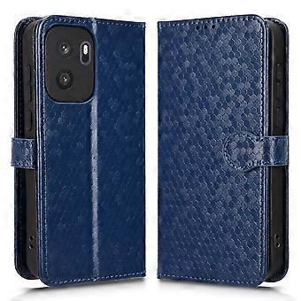 Capa carteira para OnePlus Ace 6 Ultra 5G com estampa de bolinhas, feita em couro PU e com alça de pulso.