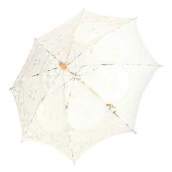 Spitze Regenschirm Sonnenschirm Vintage Hochzeit Brautschirm für Foto Kostüm Party ZubehörL Beige
