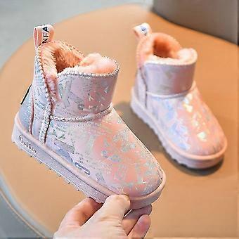 Baumwollschuhe für Jungen und Mädchen 2024 Neue Heimstiefel Warme und rutschfeste Pelz-Schneestiefel für Kinder