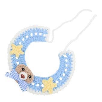 Knitted Pet Collar Adjustable Cat Neckwear for Pet Use 1Pcs Blue